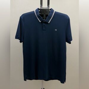 Calvin Klein Liquid Touch Polo Shirt Navy Short Sleeve Logo Men’s Large